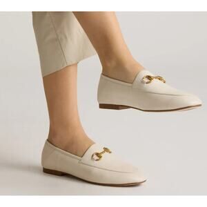 QUINCE Italian Leather Horsebit Loafers in Bone White Size 9